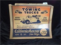Vintage interstate towing advertisement sign