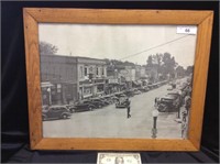 Vintage wood framed  litho print of Michigan