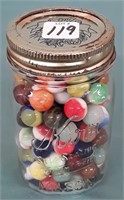Pint jar of old marbles