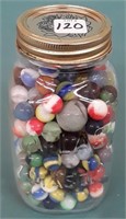 Quart jar of old marbles