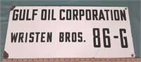 Porcelain Gulf Oil Corp. Sign 11"× 26"
