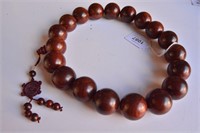 Large strand of Chinese Huanghuali rosary beads,