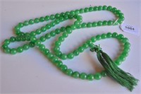 Chinese green jade beaded necklace,