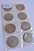 Set of eight Chinese coins,