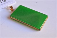 Chinese rectangular shaped green jade pendant