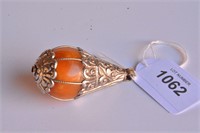 Tibetan ball shaped amber pendant