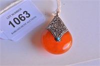 Tibetan Bi shaped amber pendant