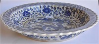 Chinese Blue and White barbed rim dragon charger,