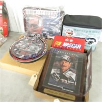 NASCAR plaque, bag, clock ,book