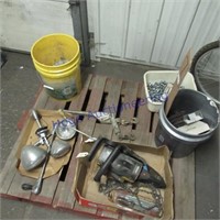 Lights, chain saw parts, bolts