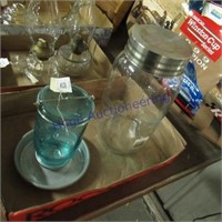Large glass jar & Blue jar feeder
