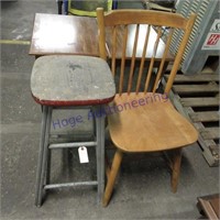 Wood chair &  wood stool