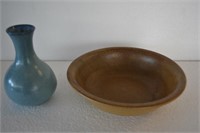 W J Gordy Pottery Bowl and Vase