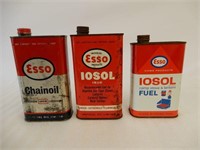 LOT OF 3 ESSO STOVE & CHAINOIL CANS