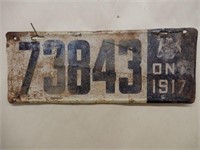 1917 ONTARIO LICENSE PLATE