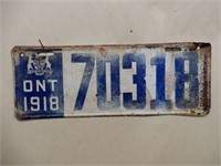 1918 ONTARIO LICENSE PLATE