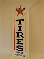 TEXACO TIRES S/S PAINTED METAL EMBOSSED SIGN