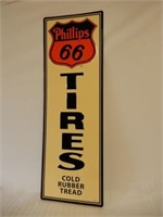 PHILLIPS 66 TIRES S/S PAINTED METAL EMBOSSED SIGN
