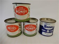 LOT OF 4 PURE CANADIAN 4 LB. HONEY CANS