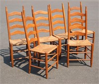 6 Highback Ladder Dinning Chairs w Rattan Seats