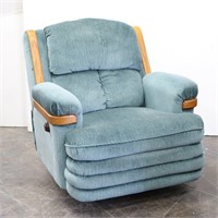 Swivel Rocker Recliner Armchair w/ Wood Trim