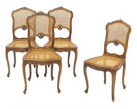 (4) ITALIAN LOUIS XV STYLE CANED FRUITWOOD CHAIRS