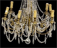 FRENCH GILT METAL & CRYSTAL EIGHT-LIGHT CHANDELIER
