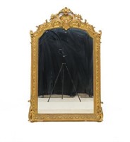 FRENCH LOUIS XV STYLE CARVED & GILDED WALL MIRROR