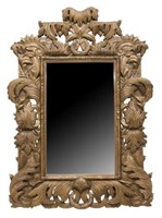 LARGE HEAVILY CARVED & GILDED WALL MIRROR