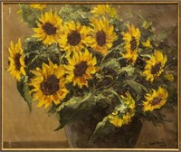 GUIDO ODIERNA (1913-1991) SUNFLOWERS OIL PAINTING