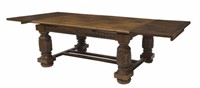 FRENCH OAK HEAVILY CARVED DINING TABLE