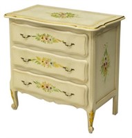FRENCH LOUIS XV STYLE FLORAL PAINTED COMMODE