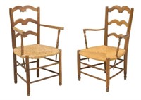 FRENCH PROVINCIAL LADDER BACK ARMCHAIRS, 19TH C.