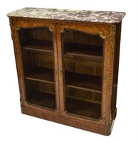 FRENCH MARBLE TOP BOOKCASE