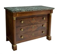 FRENCH EMPIRE STYLE MARBLE TOP COMMODE