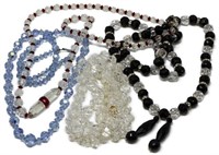 (4) VINTAGE FACETED COLORED BEAD NECKLACES