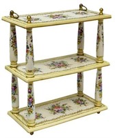 SMALL FRENCH HAND-PAINTED PORCELAIN ETAGERE