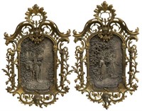 (2) CONTINENTAL FIGURAL RELIEF METAL WALL PLAQUES