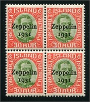 Iceland C9 Mint NH Block of Four.