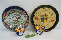 Rooster plates & Napkin Rings
