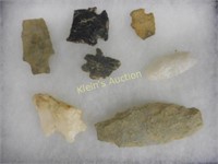 Arrowheads,points lot of 7 estate items