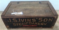 "J.S. IVINS' SON STEAM BAKERY" WOODEN BOX