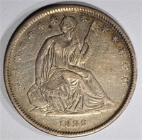 1839 SEATED HALF DOLLAR - SCARCE - AU NICE