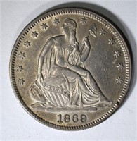 1869 SEATED HALF DOLLAR, CH AU NICE