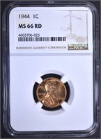 1944 LINCOLN CENT, NGC MS-66 RED