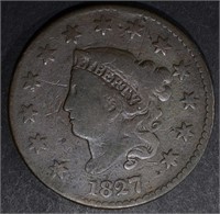 1827 LARGE CENT, N-D VG has a few scratches SCARCE