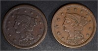 2-1853 LARGE CENTS: 1-VF & 1-VF/XF