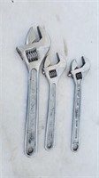 (3) Adjustable Wrenches 12"- 15"