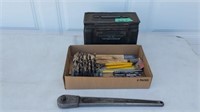 Ammo Box, 1/2" Snap-On Wrench, asst drill bits