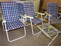 Folding Metal Chairs x4, & Folding Table / Outdoor